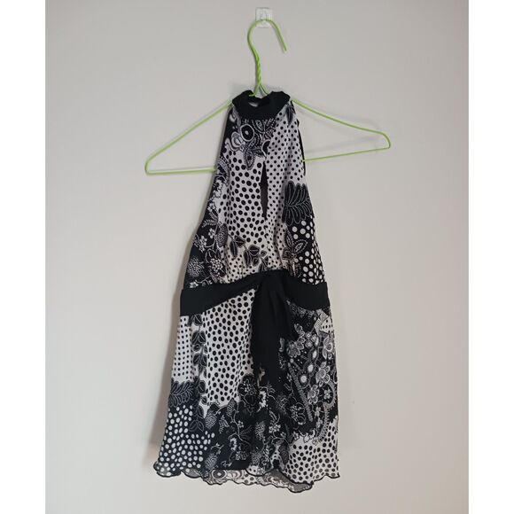 Vintage Floral Print Halterneck Sleeveless Blouse - Picture 5 of 13